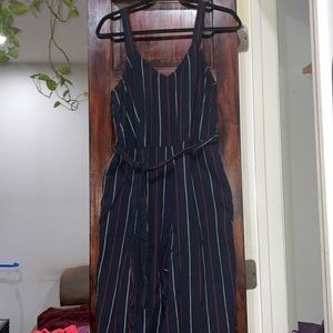 Red, White $ Navy Blue Pinstripe Pants Jumpsuit